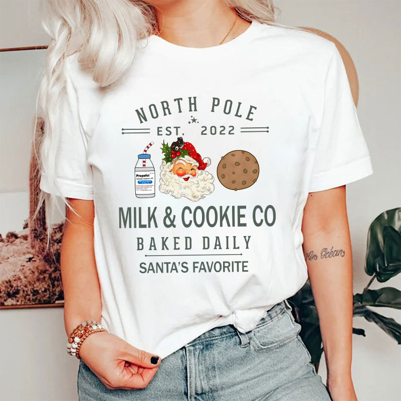 Milk And Cookie Co Santa's Favorite Nurse T-Shirt
