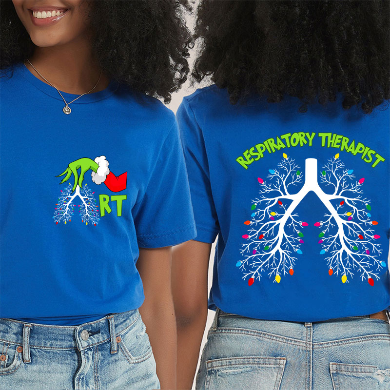 Hand Santa Hold The Lungs Light Nurse Two Sided T-Shirt