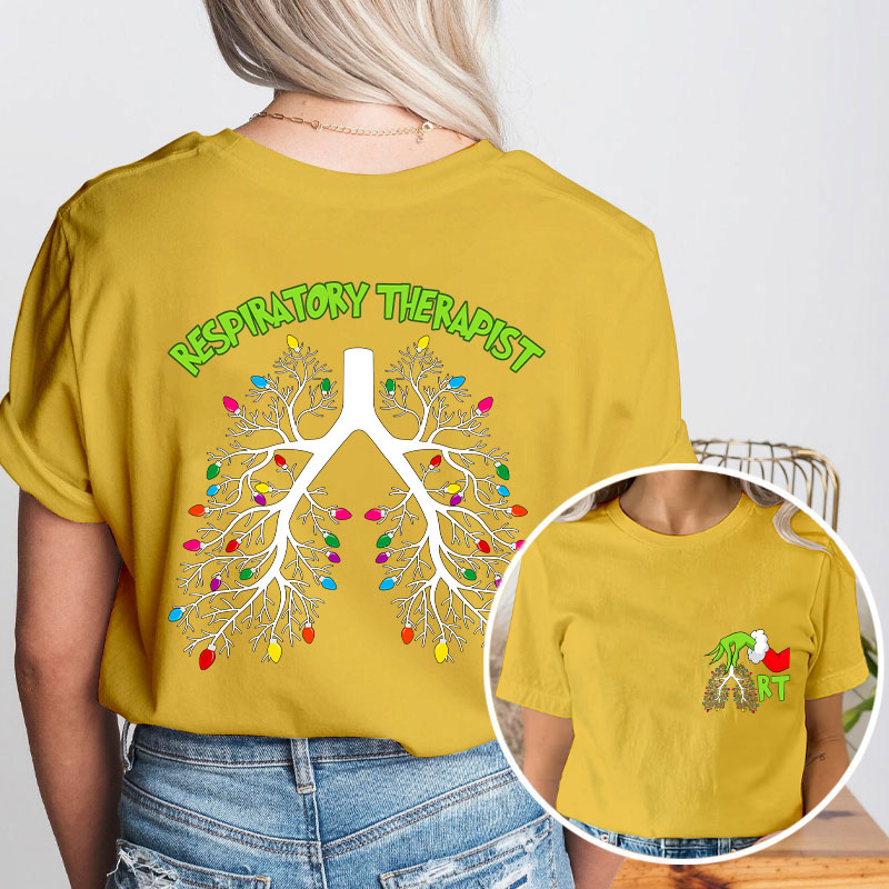 Hand Santa Hold The Lungs Light Nurse Two Sided T-Shirt