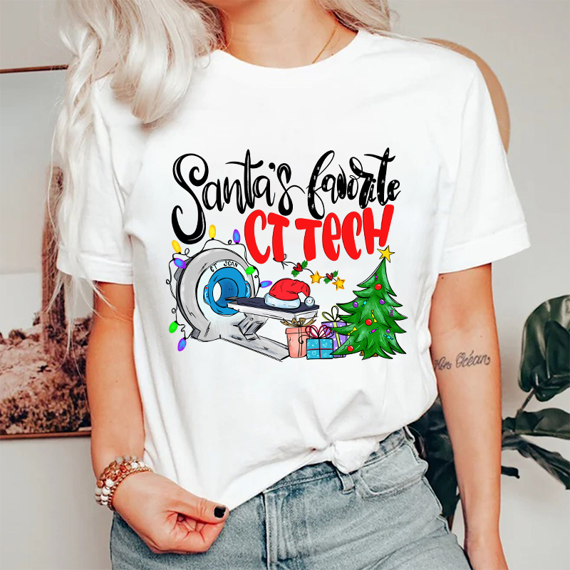 Santa's Favorite Ct Tech Nurse T-Shirt