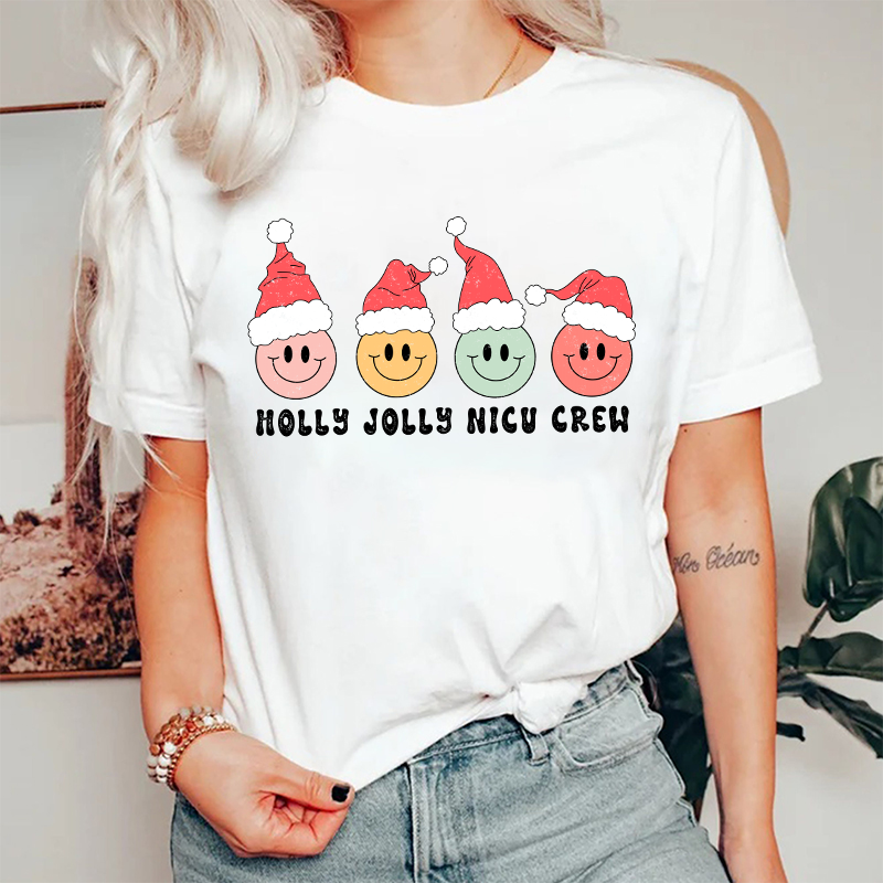 Holly Jolly Nicu Crew Nurse T-Shirt