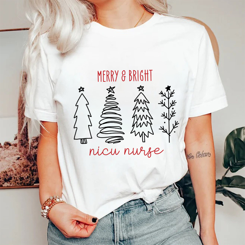 Merry And Bright Nicu Nurse T-Shirt