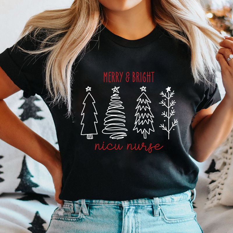 Merry And Bright Nicu Nurse T-Shirt