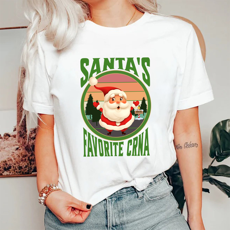 Santa's Favorite CRNA Nurse T-Shirt