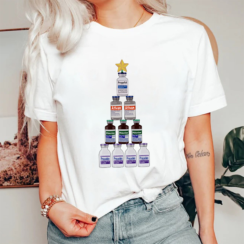 Medicine Bottle Christmas Tree Nurse T-Shirt
