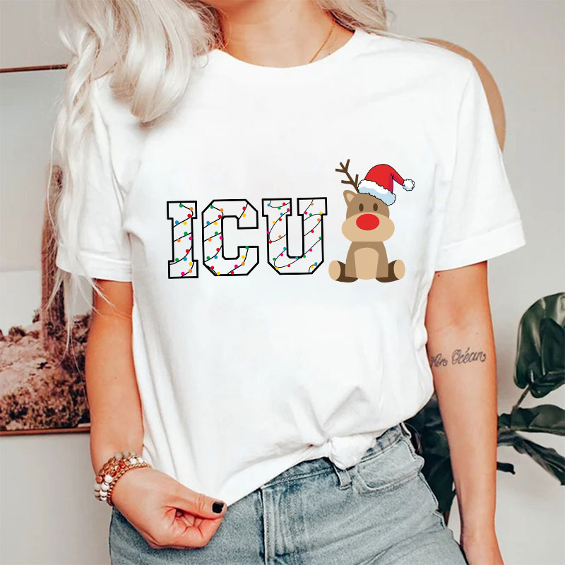 Personalized Christmas Elk Nurse T-Shirt