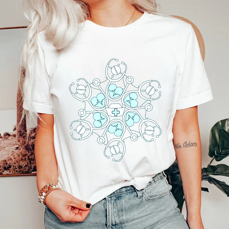 Stethoscope Snowflake Nurse T-Shirt