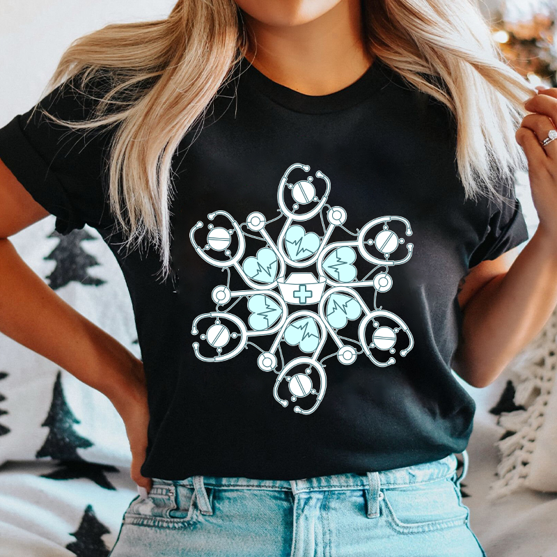 Stethoscope Snowflake Nurse T-Shirt
