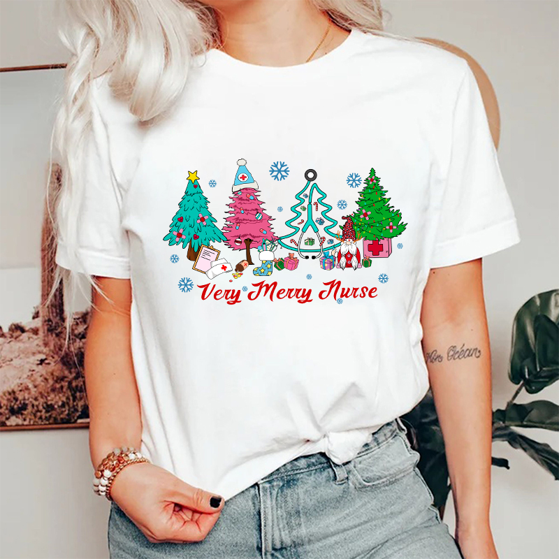 Nurse Christmas Tree With Gnome Nurse T-Shirt