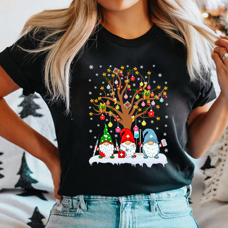 Gnome Nurses With A Presents Tree Nurse T-Shirt