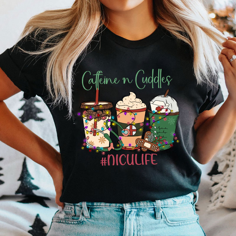 Personalized Caffeine Cuddles Nurse T-Shirt