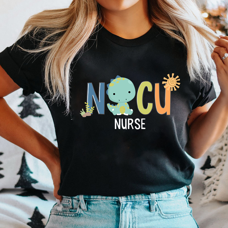 NICU Cute Dinosaur Nurse T-Shirt