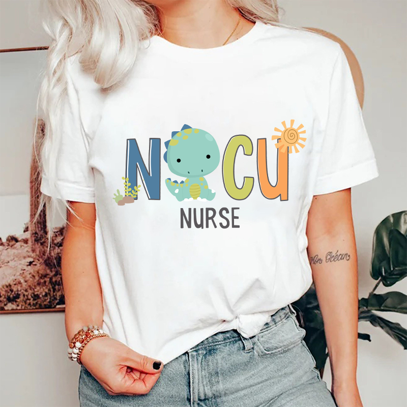 NICU Cute Dinosaur Nurse T-Shirt