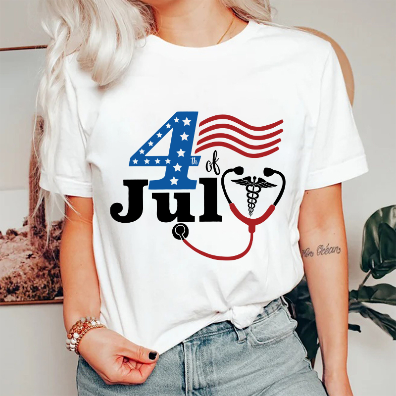 Happy Independence Day The Fourth Of July Nurse T-Shirt