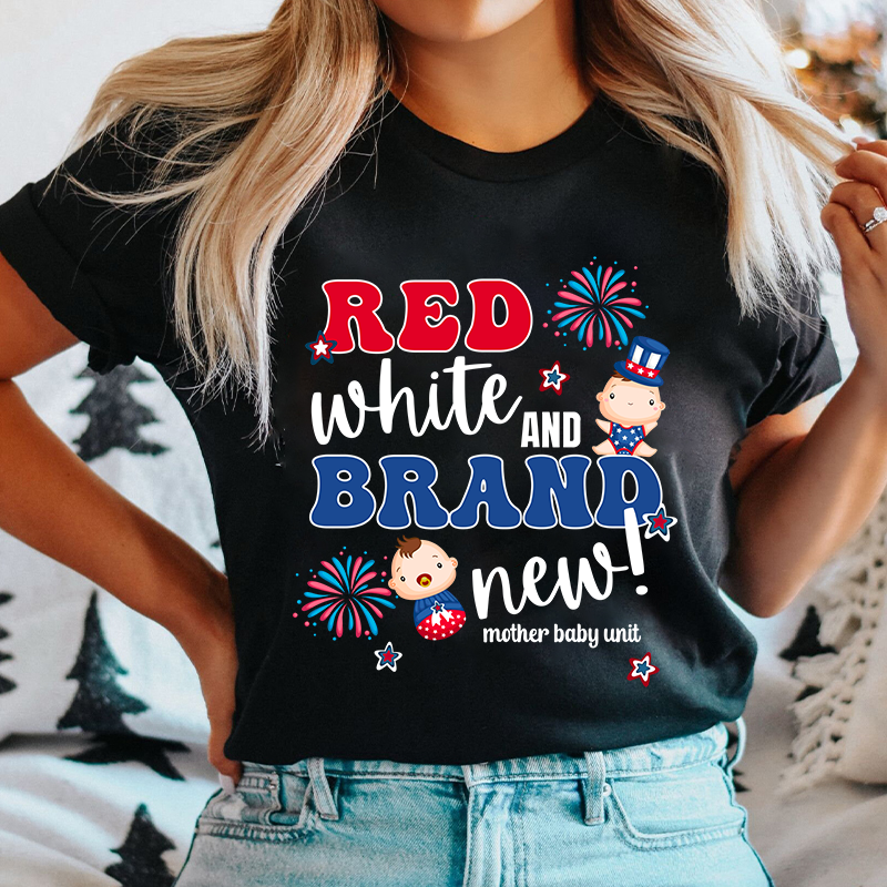 Red White And Brand New Mother Baby Unit Nurse T-Shirt
