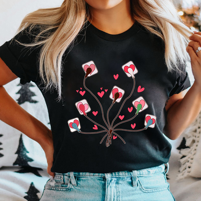 Valentines EKG Leads Cheat Nurse T-Shirt
