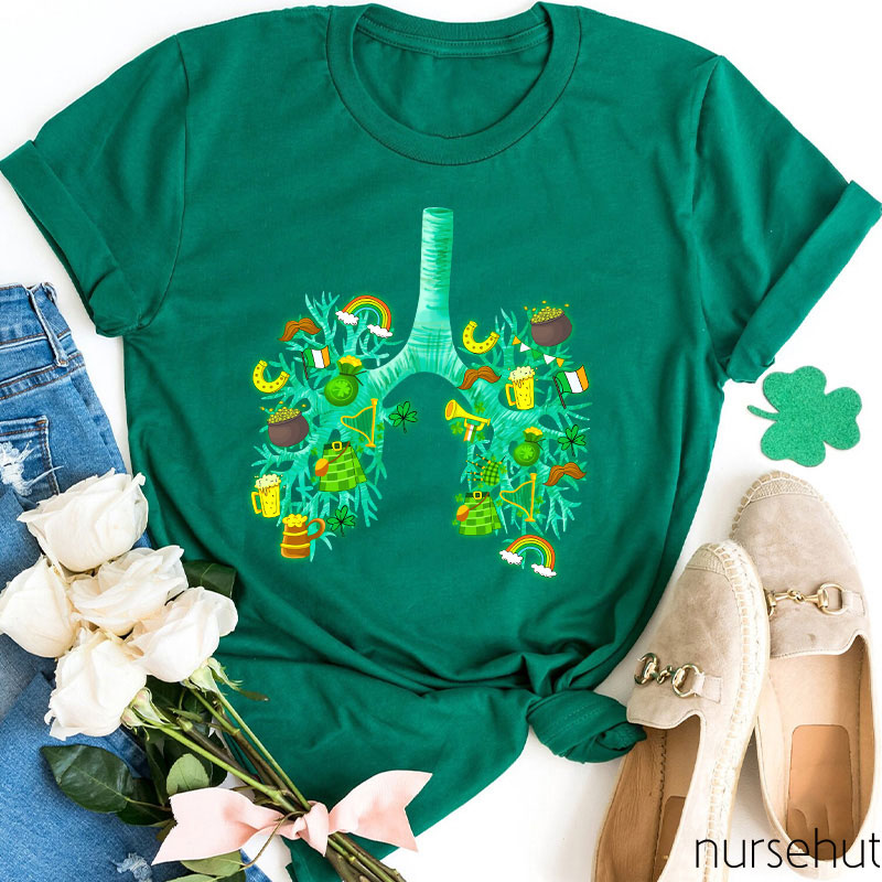 St. Patrick's Day Lung Tree Nurse T-Shirt
