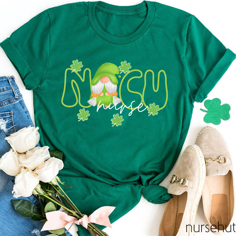 NICU Clover Gnome Nurse T-Shirt