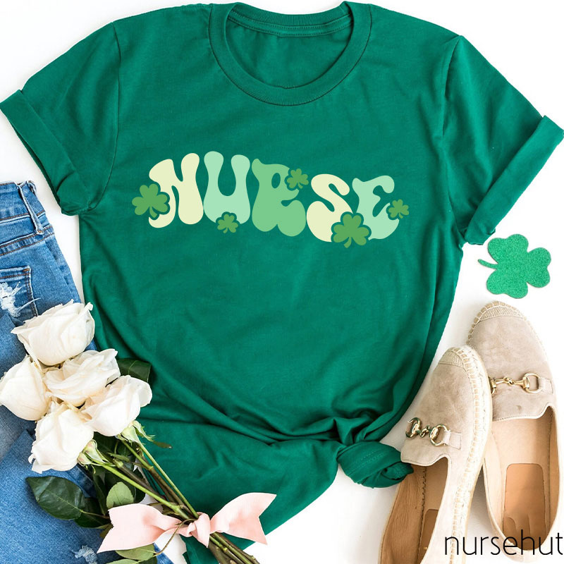 Green Nurse Clovers Nurse T-Shirt