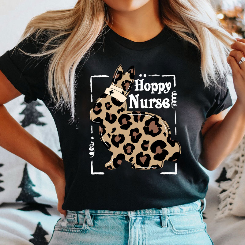 Hoppy Nurse Leopard Print Nurse T-Shirt