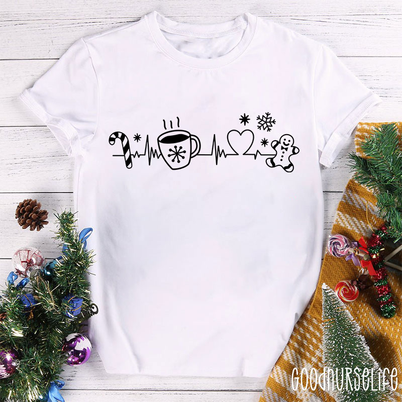 Christmas Heartbeat Nurse T-Shirt