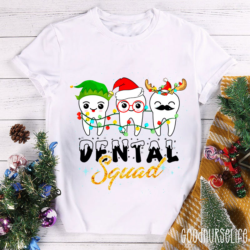 Christmas Dental Squad Cartoon Teeth Nurse T-Shirt