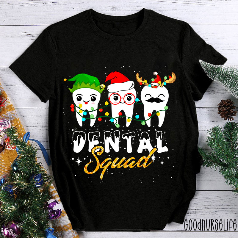 Christmas Dental Squad Cartoon Teeth Nurse T-Shirt