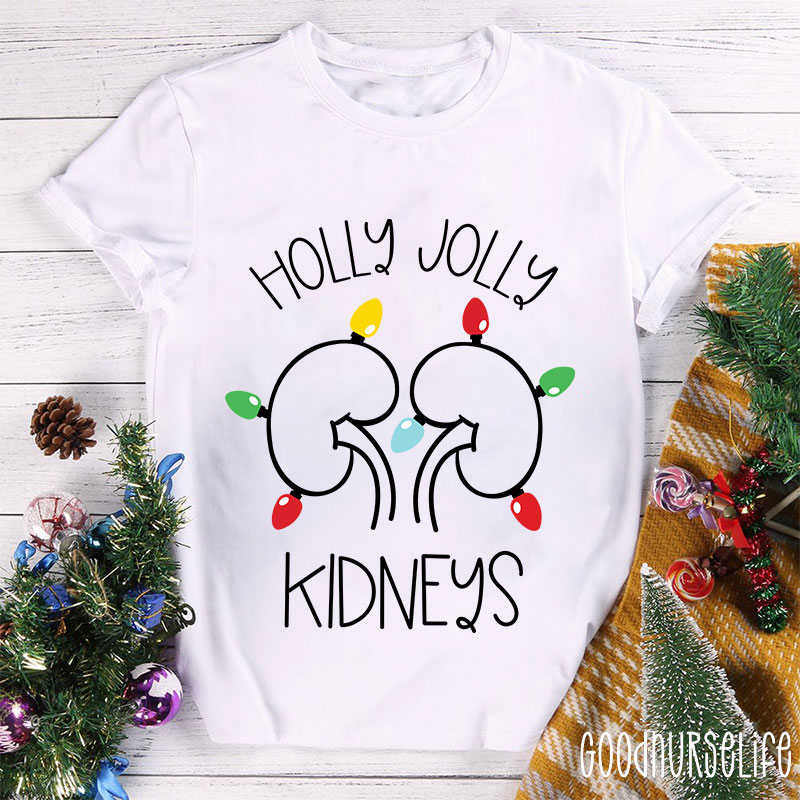 Holly Jolly Kidneys Nurse T-shirt