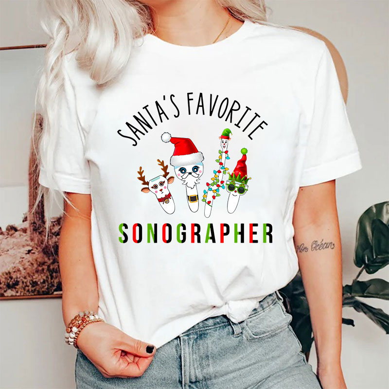 Santa's Favorite Sonographer Nurse T-shirt