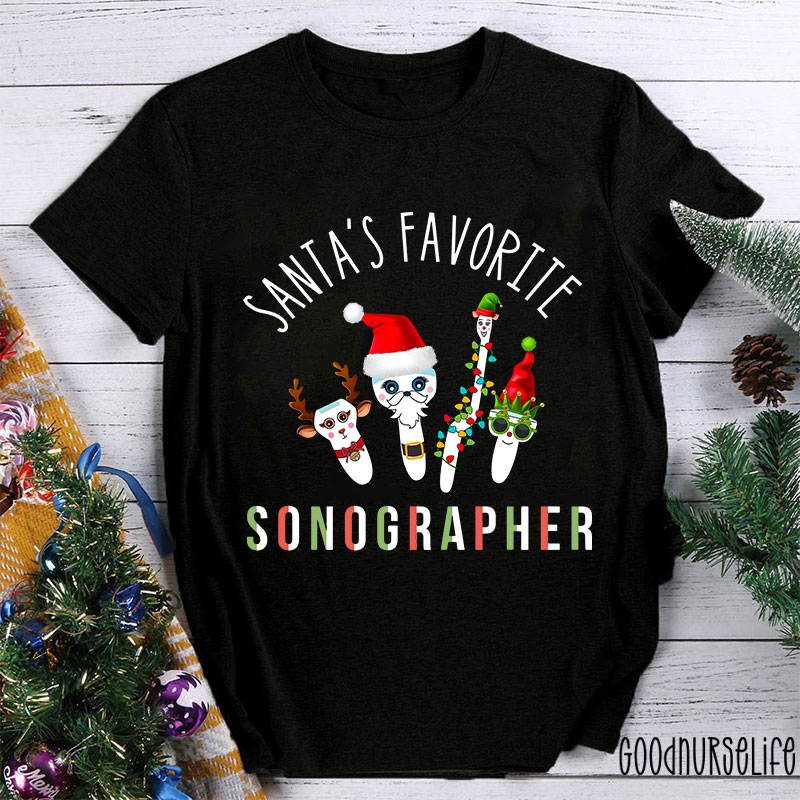Santa's Favorite Sonographer Nurse T-shirt