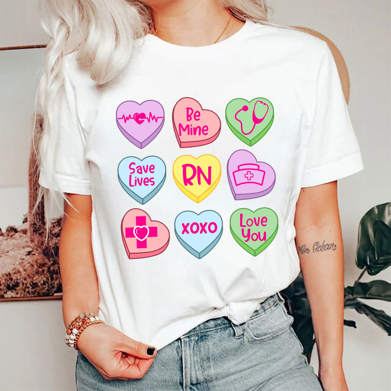 Valentine Nurse Conversation Hearts Nurse T-Shirt