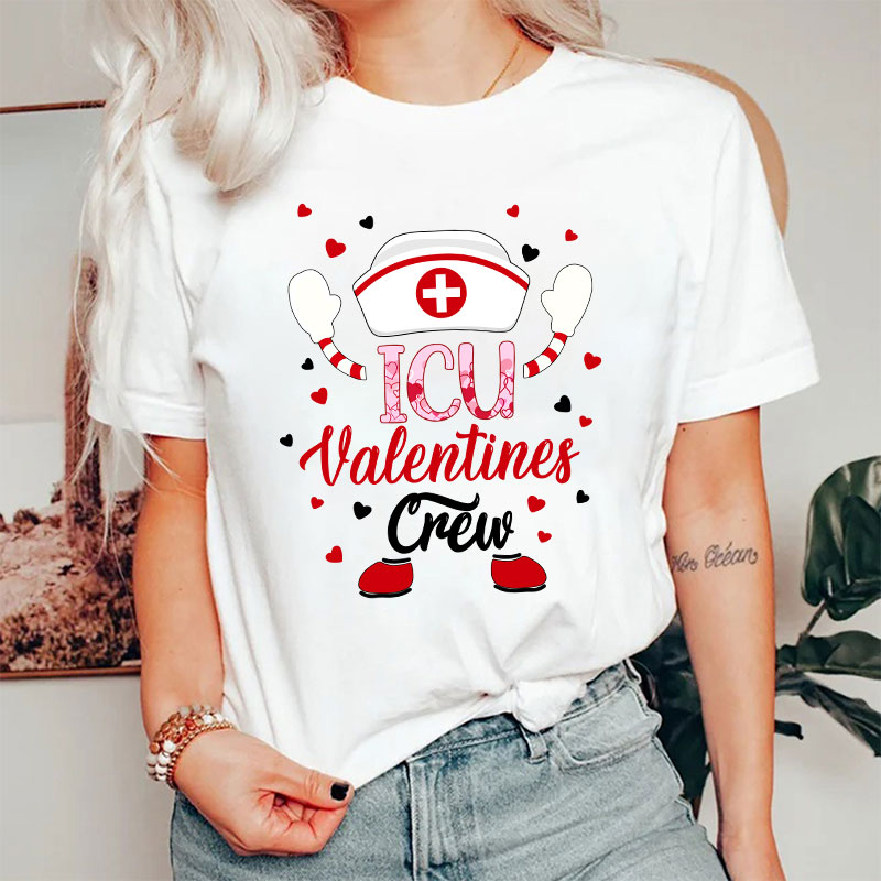 Personalized Department ICU Valentines Crew Nurse T-Shirt