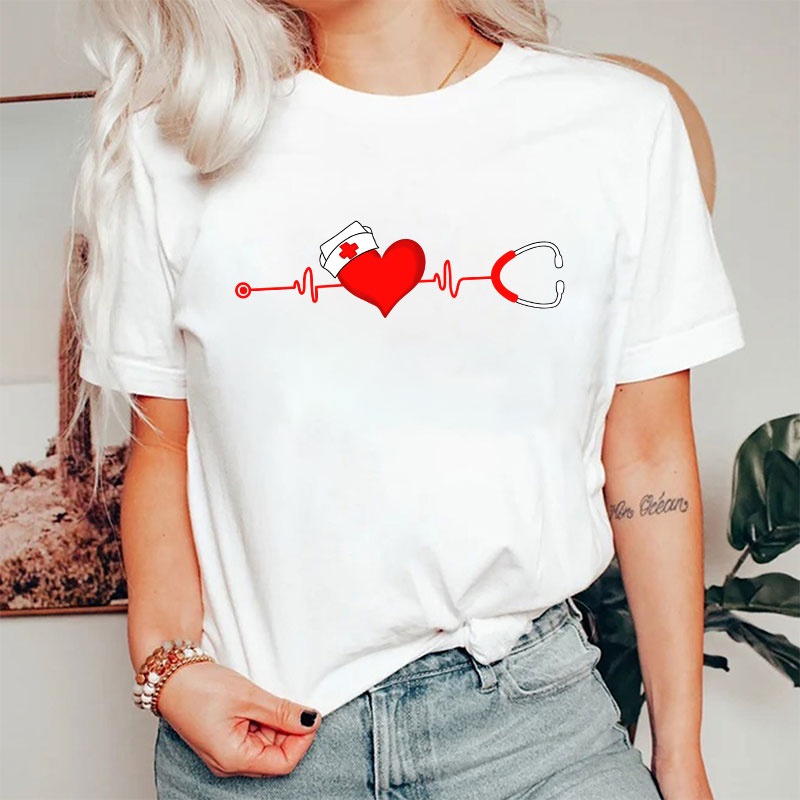 Heart Valentines Day Nurse T-Shirt