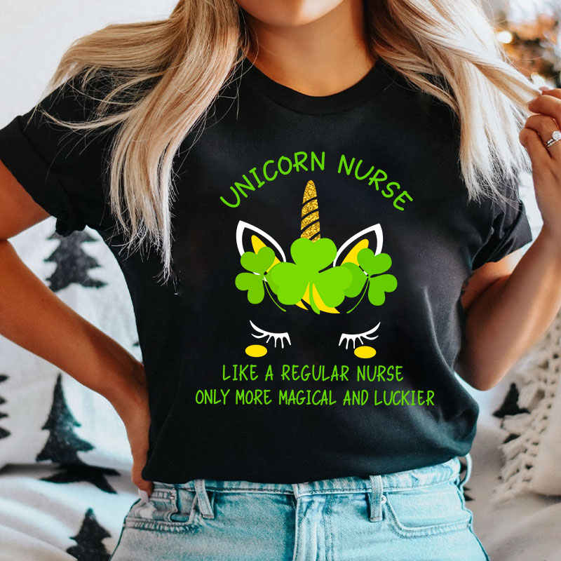 Nurse Unicorn St Patrick Nurse T-Shirt