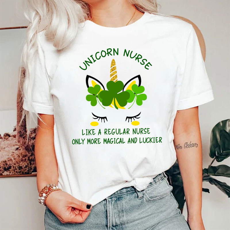 Nurse Unicorn St Patrick Nurse T-Shirt
