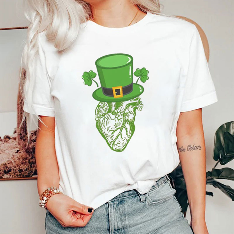 Saint Patrick's Day Heart Shamrock Hat Nurse T-Shirt