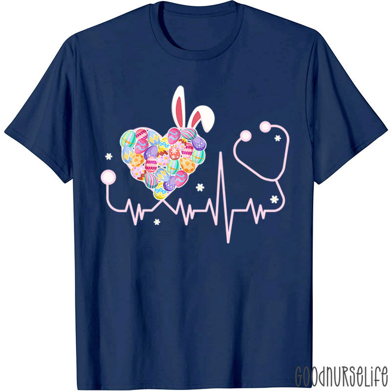 Easter Heart Bunny Stethoscope Nurse T-Shirt