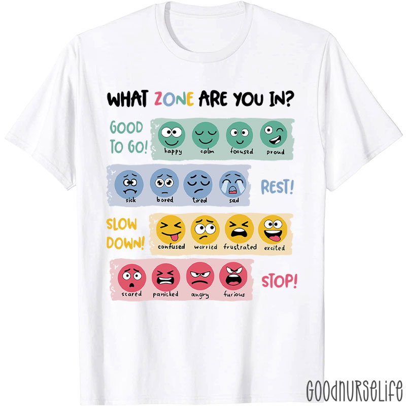 Zone Of Regulation Mental Health Nurse T-Shirt