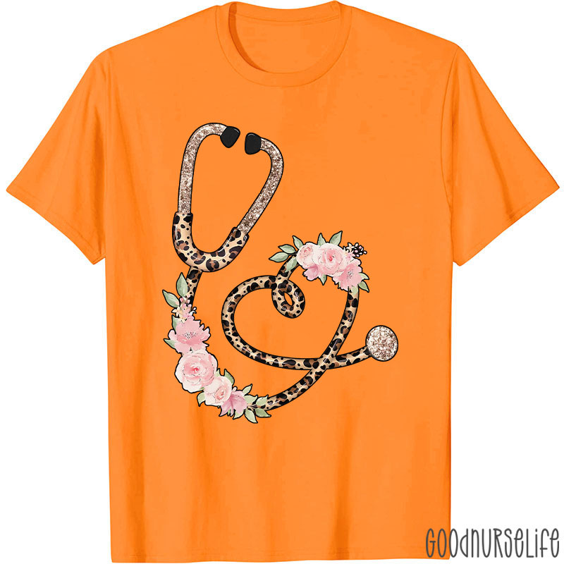 Nurse Leopard Stethoscope Nurse T-Shirt