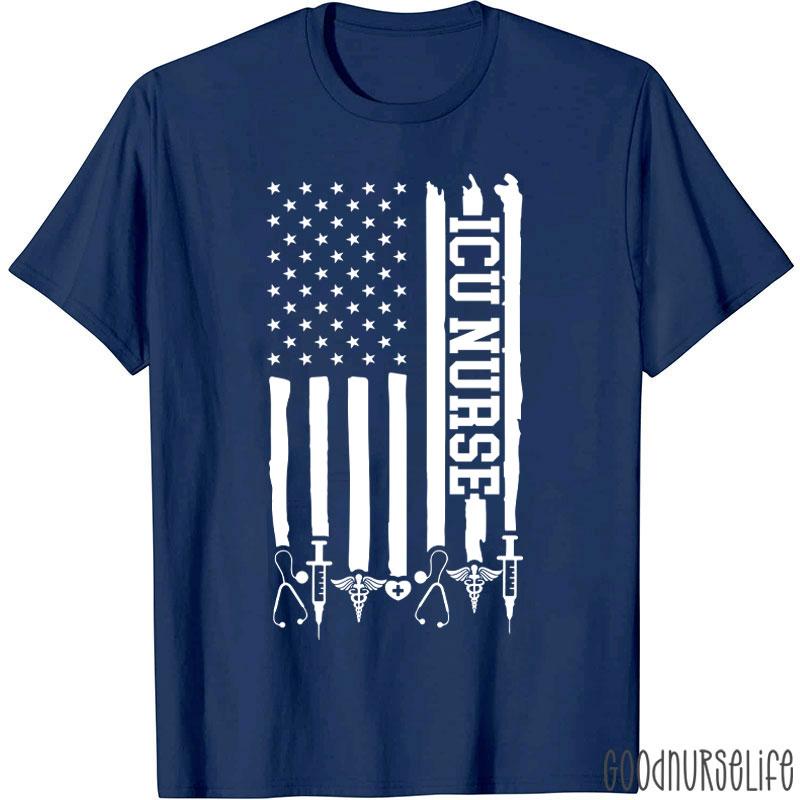 Personalized American Flag Department Nurse T-Shirt