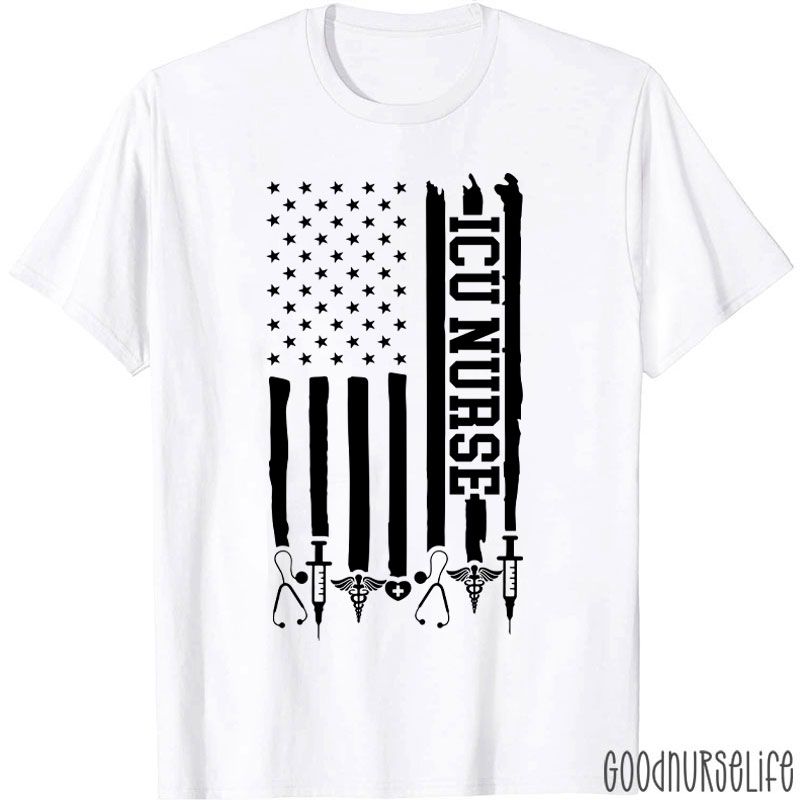 Personalized American Flag Department Nurse T-Shirt