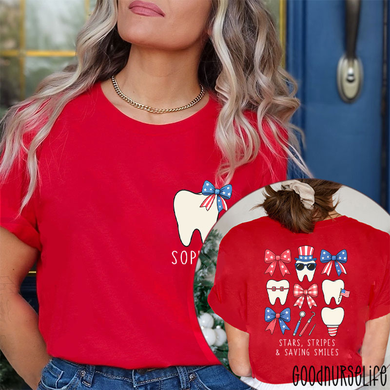 Personalized Stars Stripes & Saving Smiles Two Sided T-Shirt