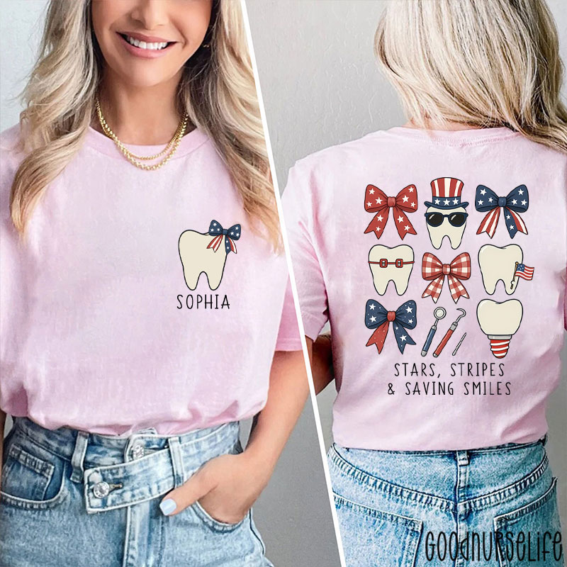 Personalized Stars Stripes & Saving Smiles Two Sided T-Shirt