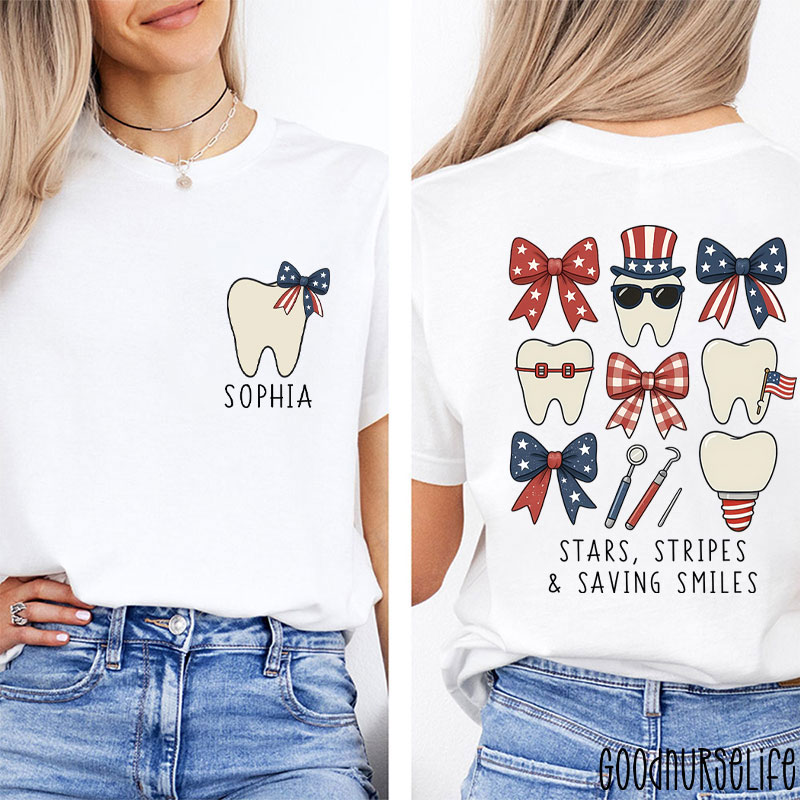 Personalized Stars Stripes & Saving Smiles Two Sided T-Shirt