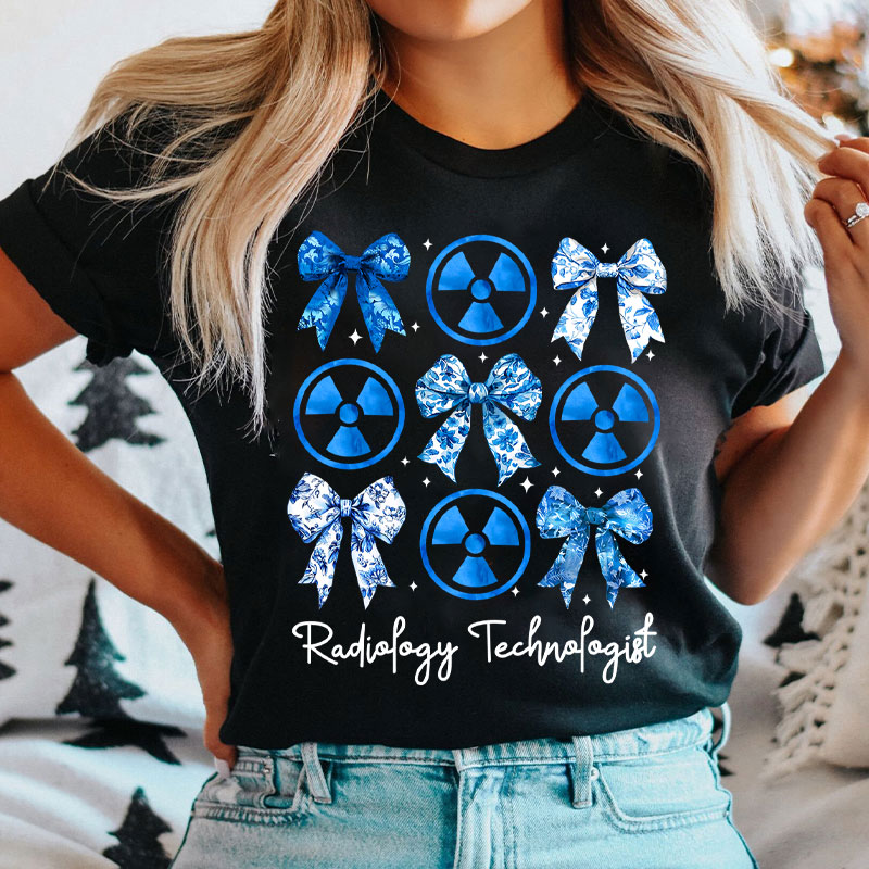 Blue Coquette Bow Radiology Technologist Nurse T-Shirt
