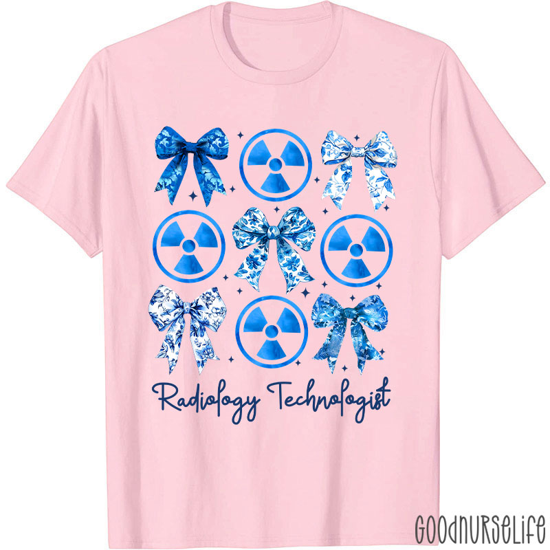 Blue Coquette Bow Radiology Technologist Nurse T-Shirt