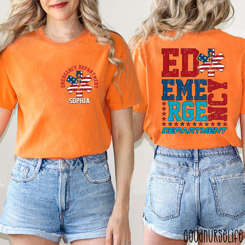 Personalized Emergency Department ED Nurse Two Sided T-Shirt