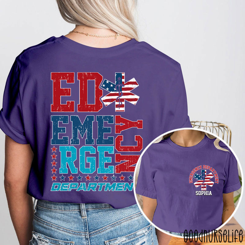 Personalized Emergency Department ED Nurse Two Sided T-Shirt