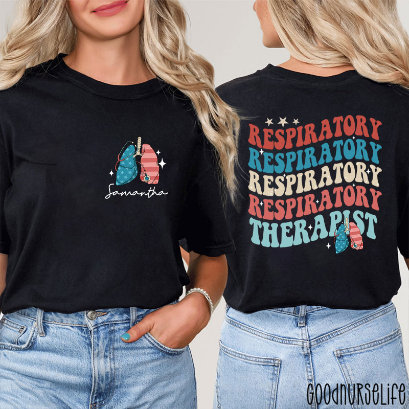 Personalized 4th July Respiratory Therapist Two Sided T-Shirt