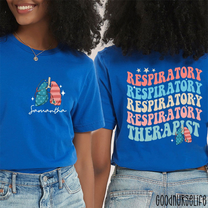 Personalized 4th July Respiratory Therapist Two Sided T-Shirt